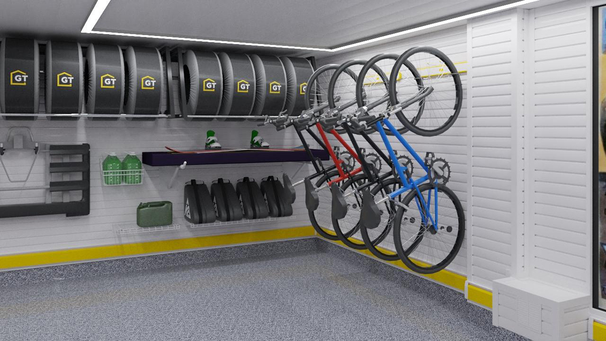 места для колес и велосипедов в проекте гаража