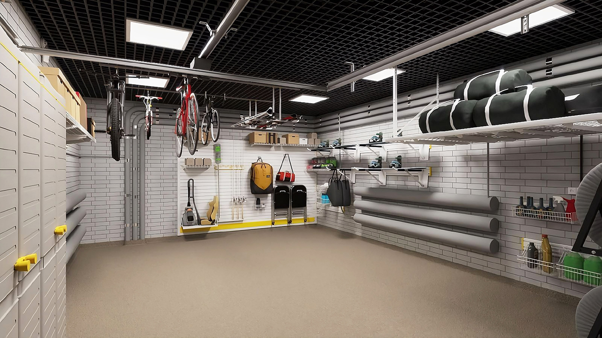 дизайн-проект гаража-склада с комбинированной системой хранения на панелях TekPanel и направляющих TekTrak 1