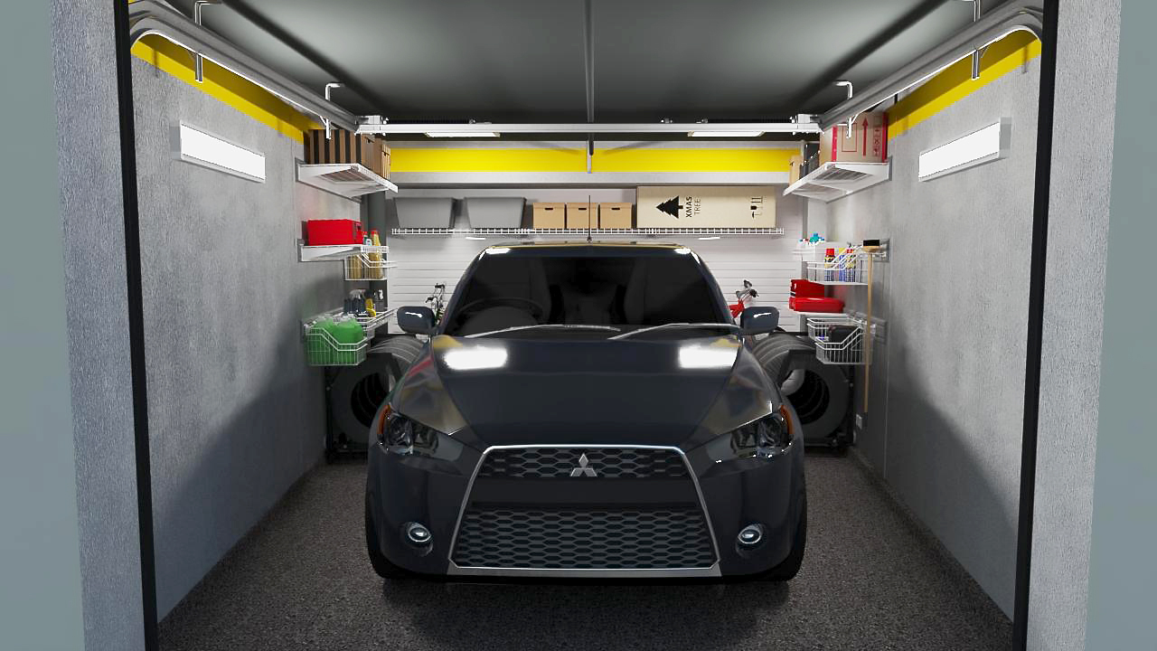 дизайн-проект отделки гаража в многоуровневом паркинге с направляющими TekTrak 