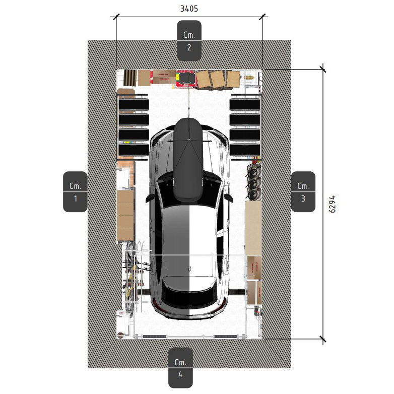 дизай-проект обустройства гаража с отделкой и эффективной системой хранения