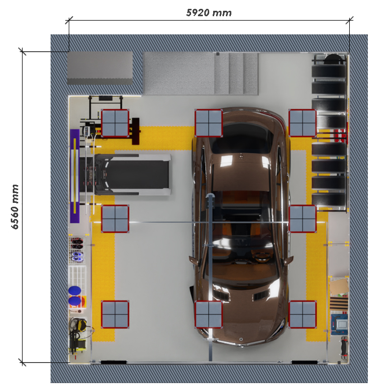дизайн-проект отделки гаража на 2 машины при доме
