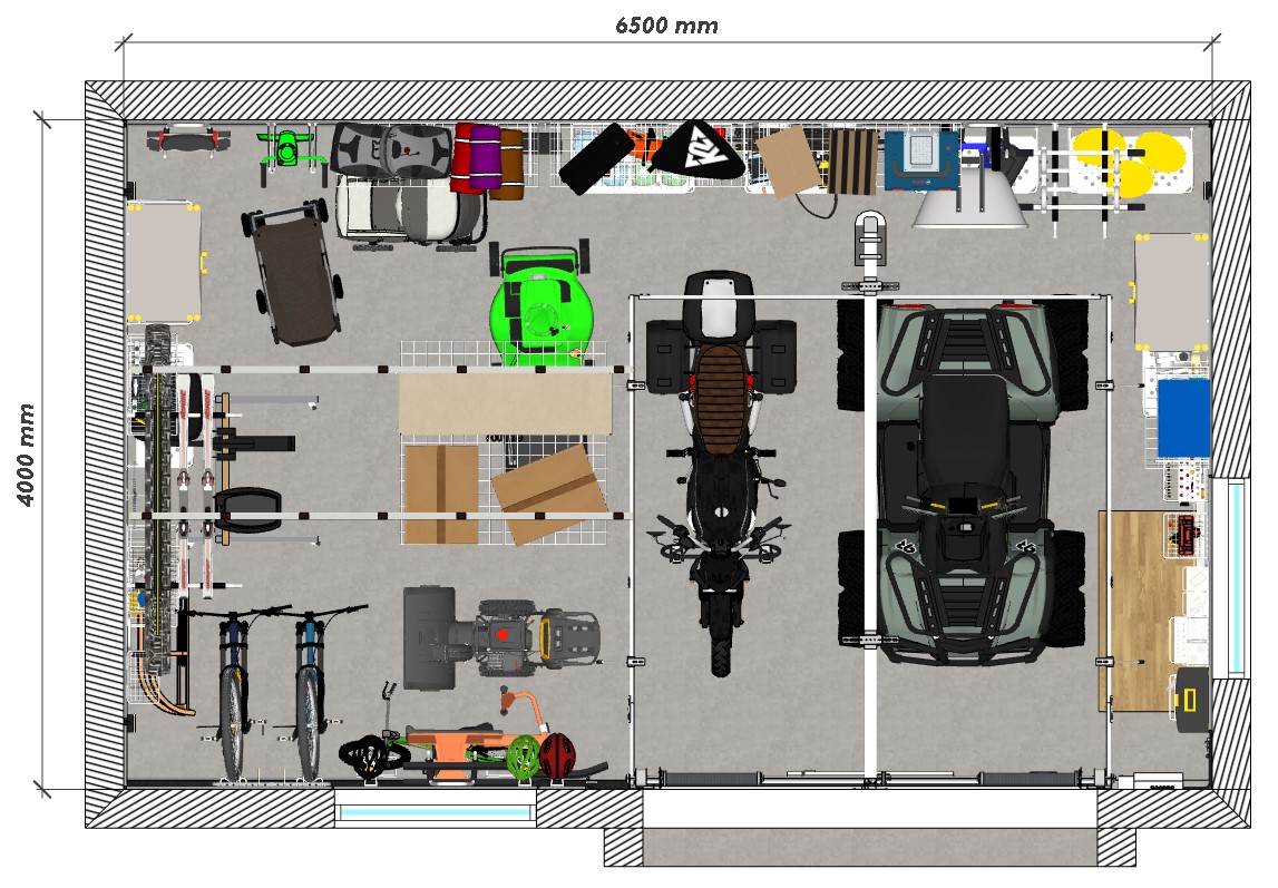 дизайн-проект обустройства гаража для мотоцикла и квадроцикла