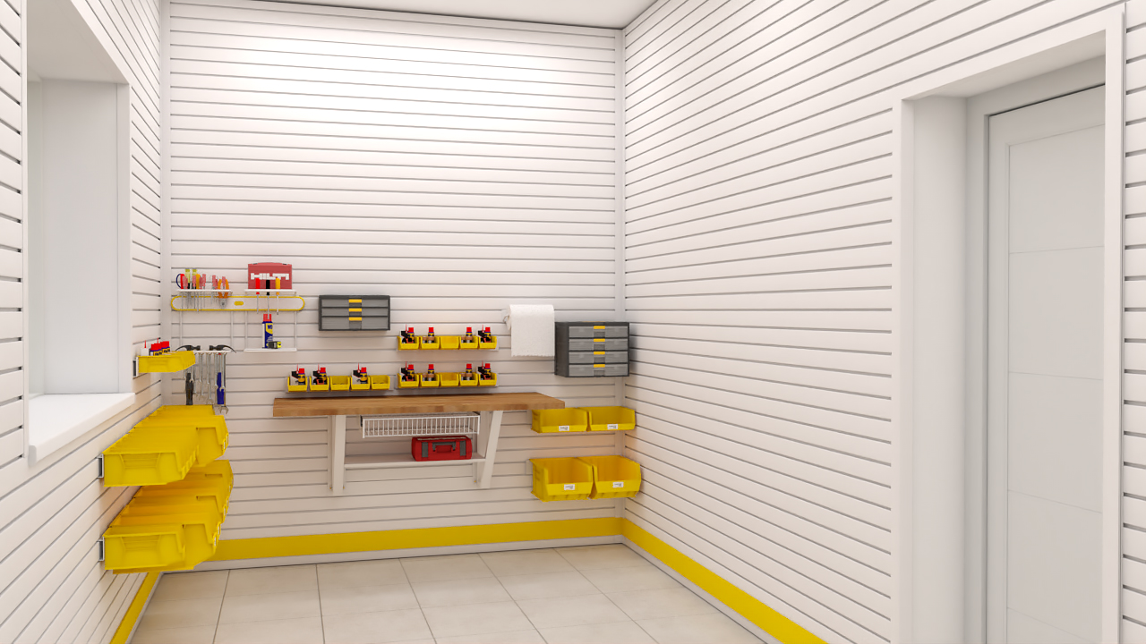 отделка гаража с кладовой  и мастерской панелями TekPanel 5