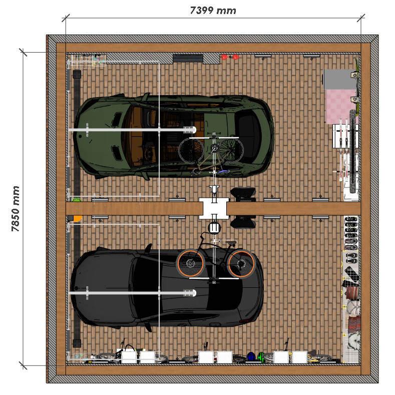 Дизайн-проект обустройства гаража системой хранения GT на направляющих TekTrak 6