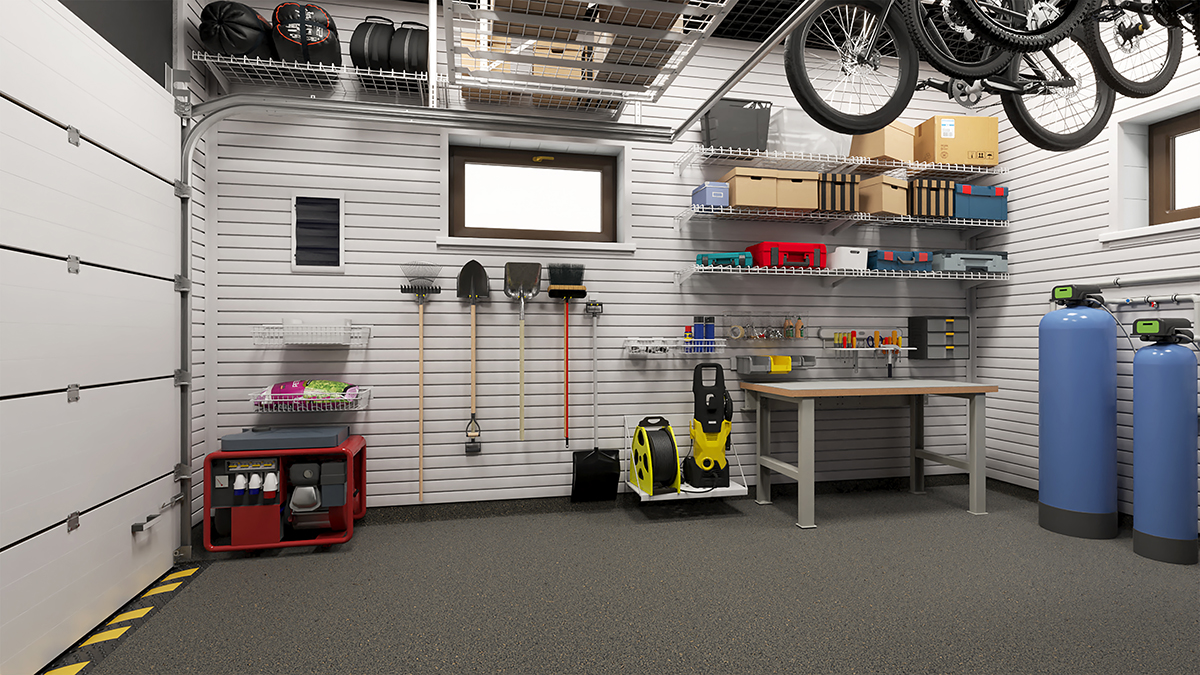 дизайн-проект гаража для квадроцикла с умной системой хранения 3