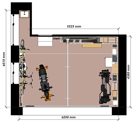дизайн-проект для гаража с открытым санузлом площадью 27 кв. м 