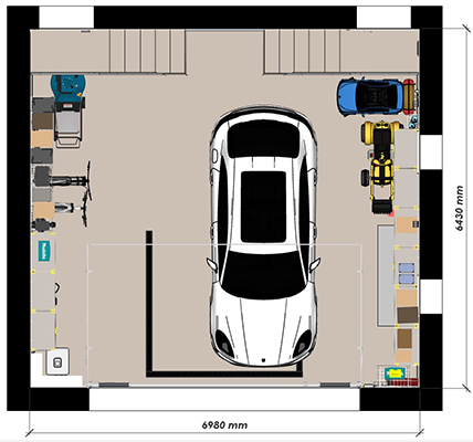 дизайн-проект отделки гаража на 2 машины при коттедже