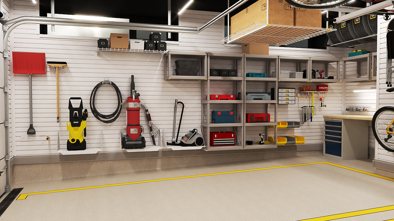 Дизайн-проект обустройства гаража, зонирование и расстановка аксессуаров для хранения 1