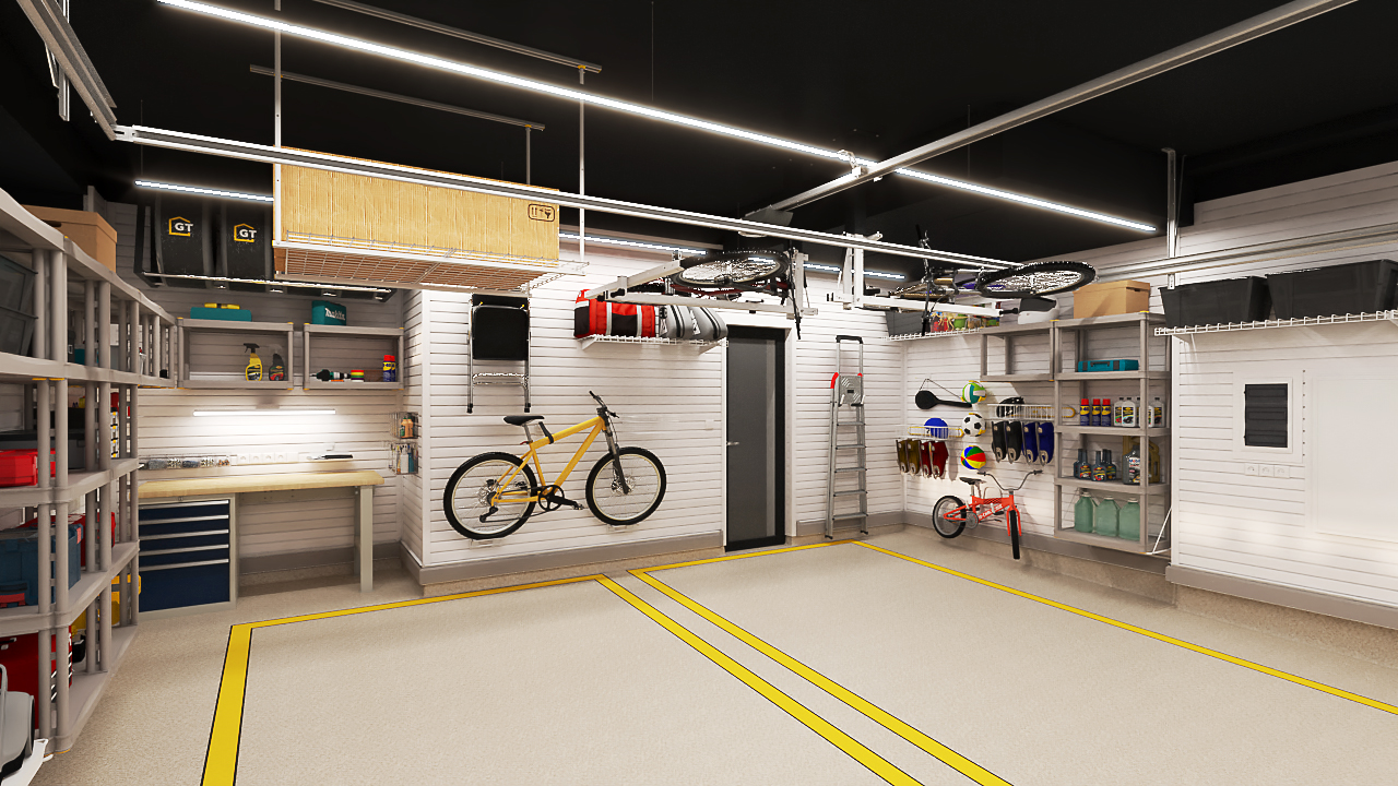 Дизайн-проект обустройства гаража, зонирование и расстановка аксессуаров для хранения 2