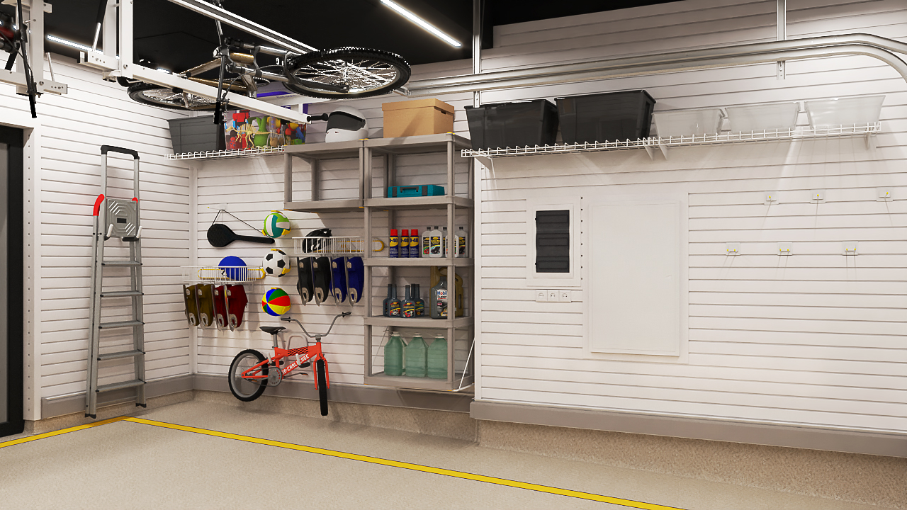 Дизайн-проект обустройства гаража, зонирование и расстановка аксессуаров для хранения 3