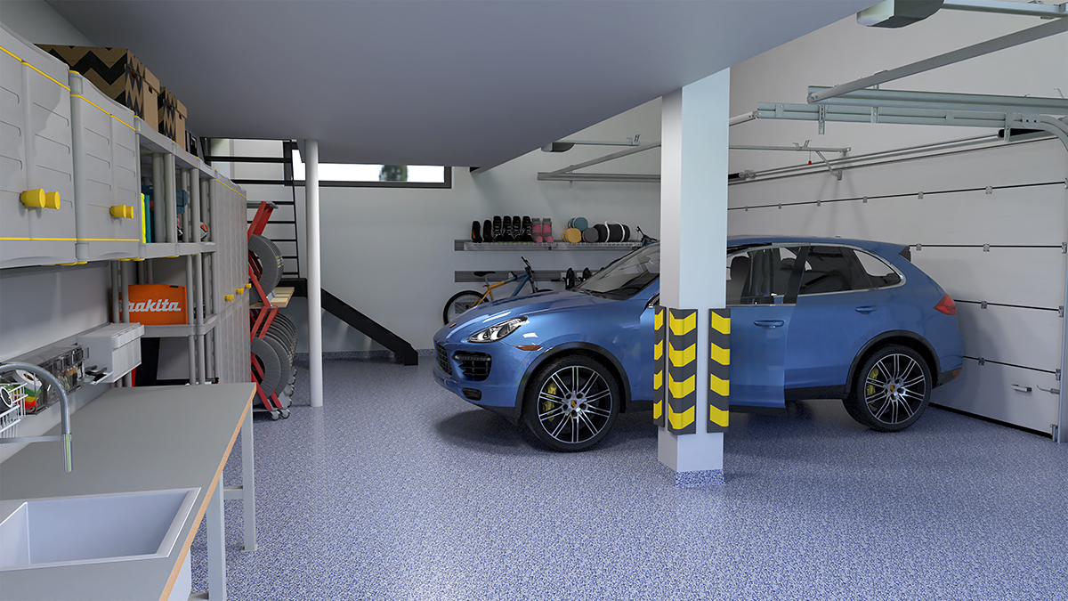 Дизайн | Большой гараж с зоной отдыха на втором этаже